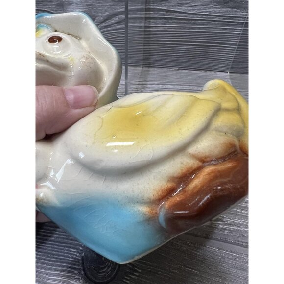 Vintage Duck Planter with Bonnet and Bow Mother Goose Ceramic Midcentury - Picture 6 of 8